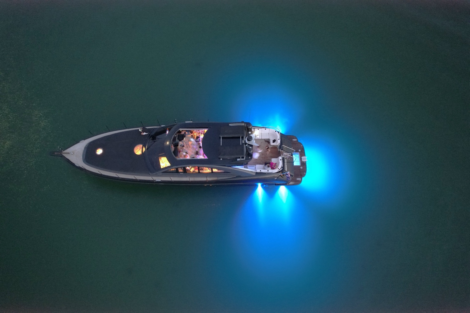 Aerial view of Prestige illuminated at night