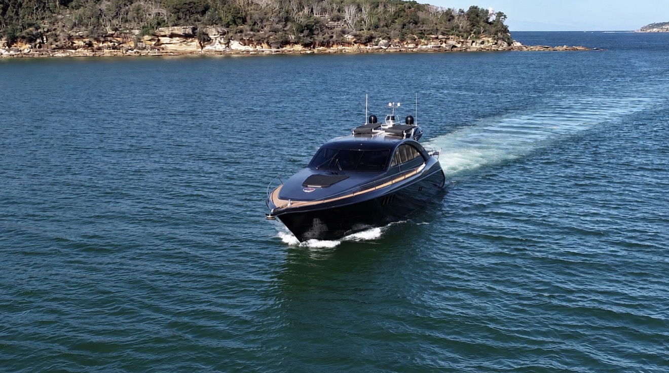 Prestige cruising along the harbour