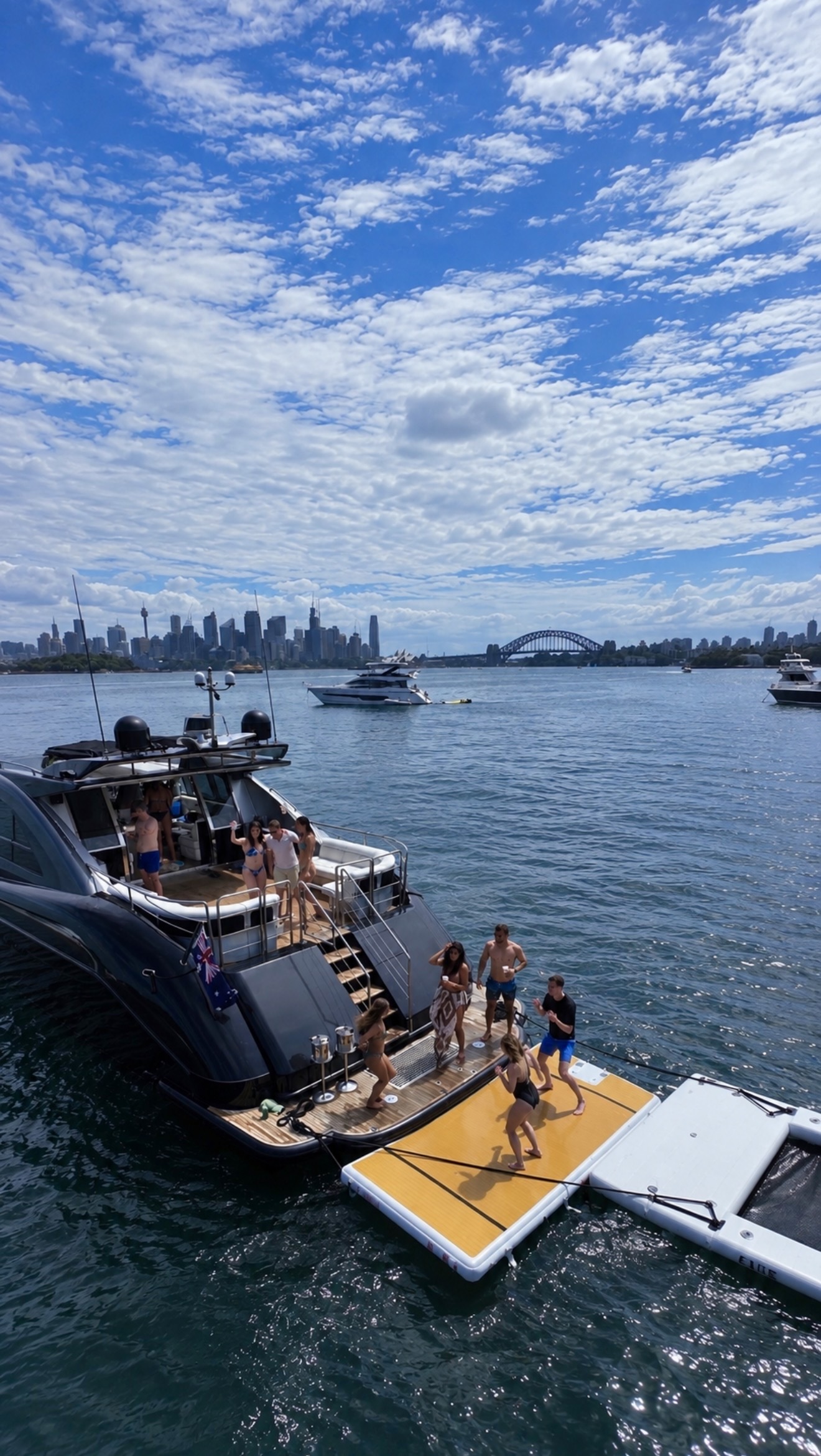 Prestige with inflatables on Sydney Harbour